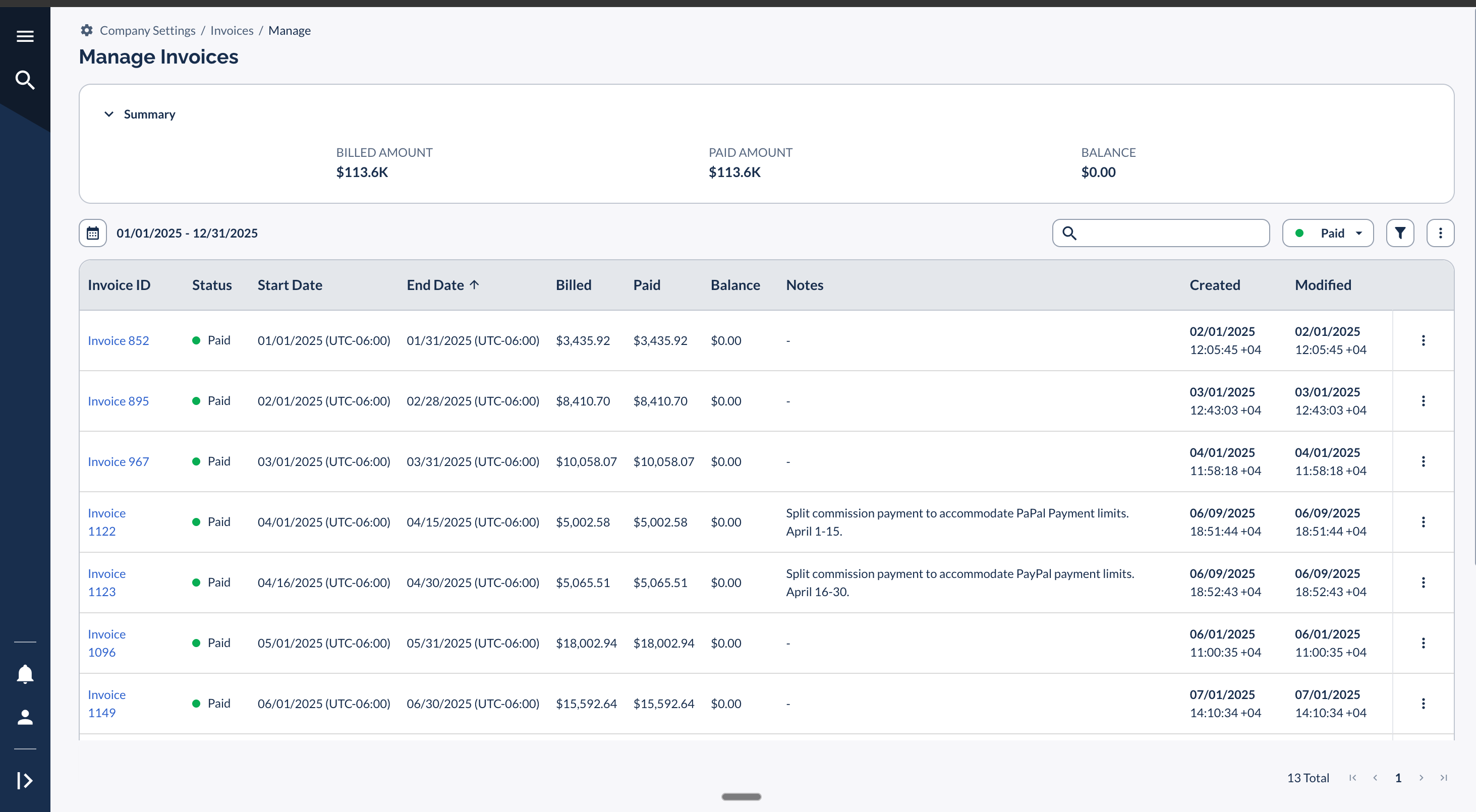 Echo Water manage invoices — $113.6K paid (2025)